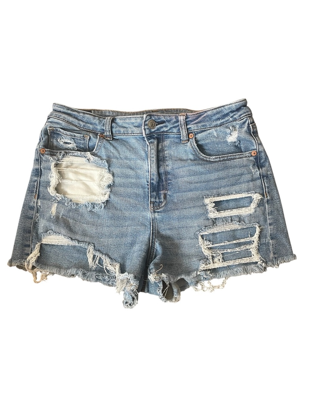 TT4- American Eagle size 12 large Light Blue Distressed Denim Women’s Shorts